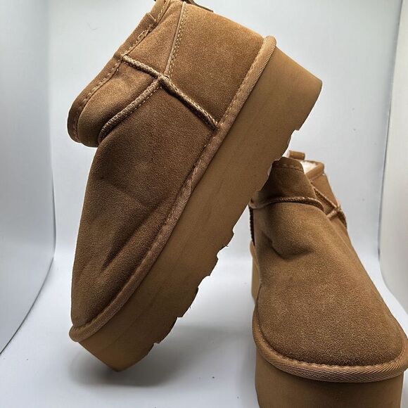 CUSHIONAIRE Women's Genuine Suede pull on platform boot +Memory Foam 9 CHESTNUT - Picture 7 of 7